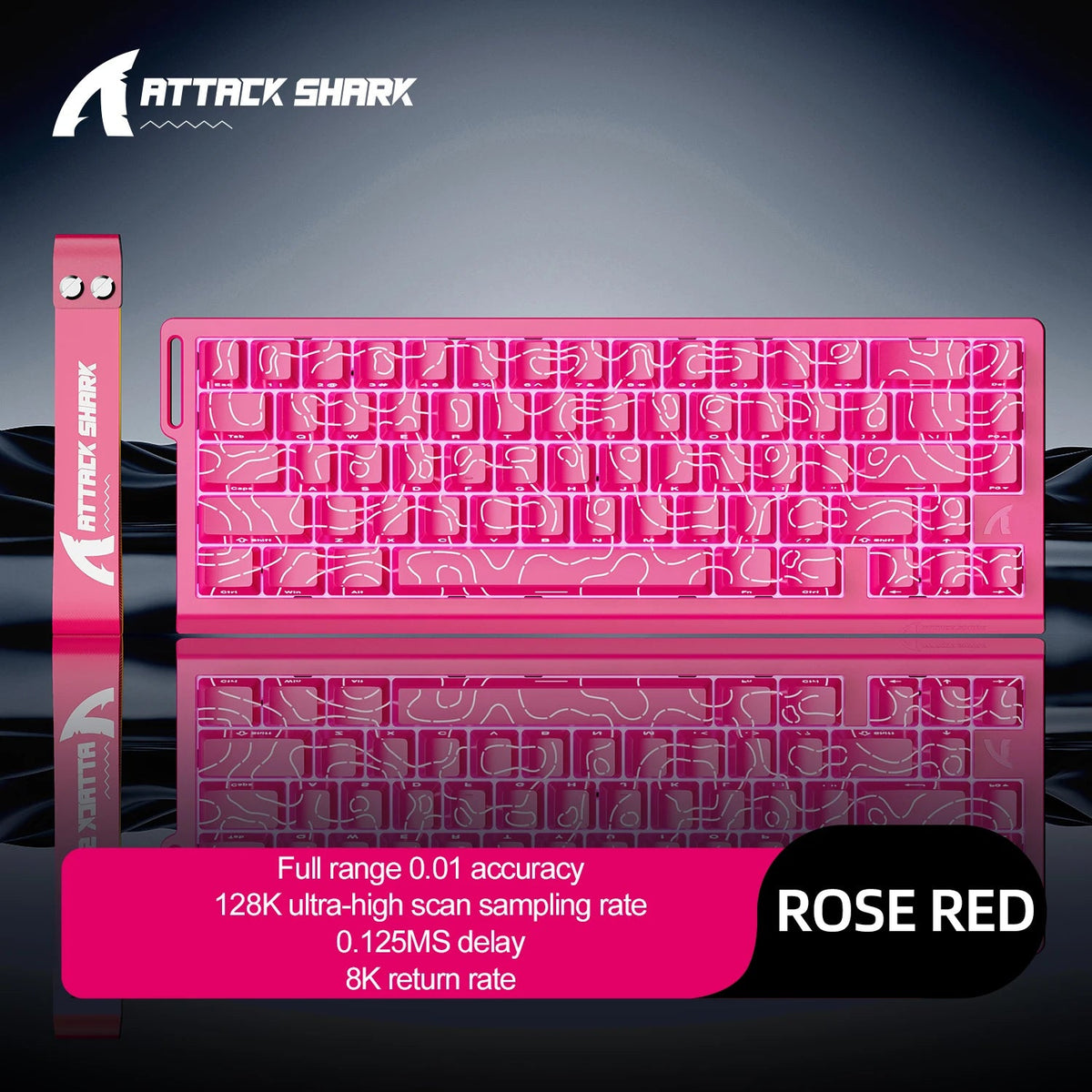 מקלדת ATTACK SHARK X68HE בגימור ורוד