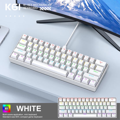 מקלדת גיימינג קומפקטית K61 עם תאורת RGB