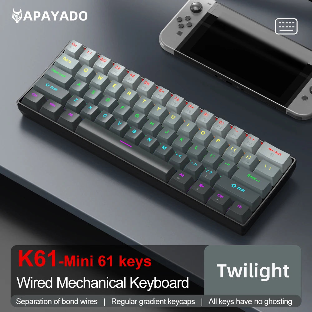 מקלדת גיימינג קומפקטית K61 עם תאורת RGB