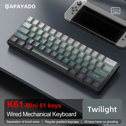 מקלדת גיימינג קומפקטית K61 עם תאורת RGB