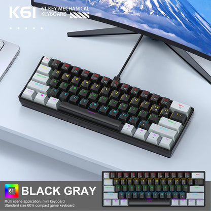 מקלדת גיימינג קומפקטית K61 עם תאורת RGB