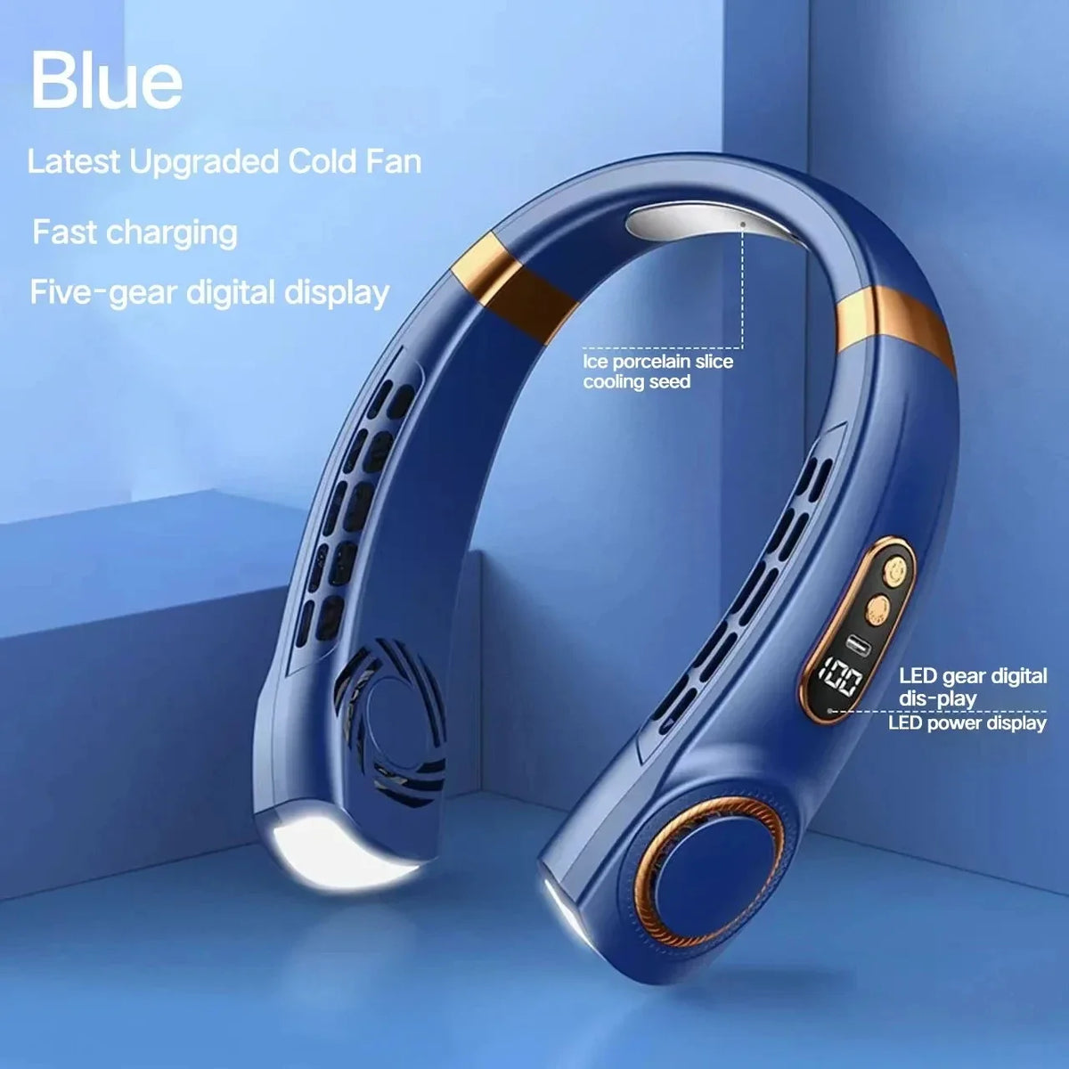 מאוורר צוואר פרימיום – צג דיגיטלי, 5 מהירויות, סוללה 4000mAh – תמונת מוצר 6