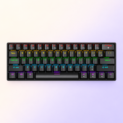 מקלדת גיימינג קומפקטית K61 שחורה עם תאורת RGB