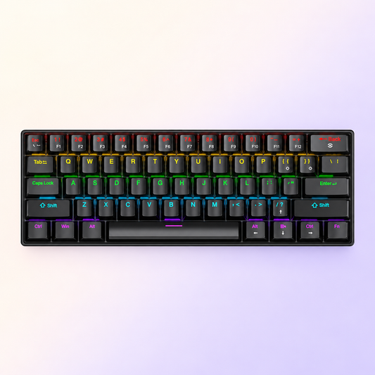 מקלדת גיימינג קומפקטית K61 שחורה עם תאורת RGB