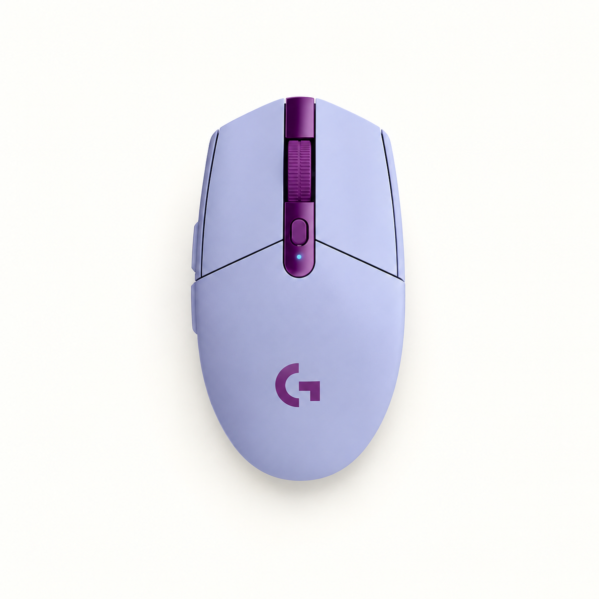 עכבר Logitech G305 בצבע סגול על רקע סטודיו בהיר