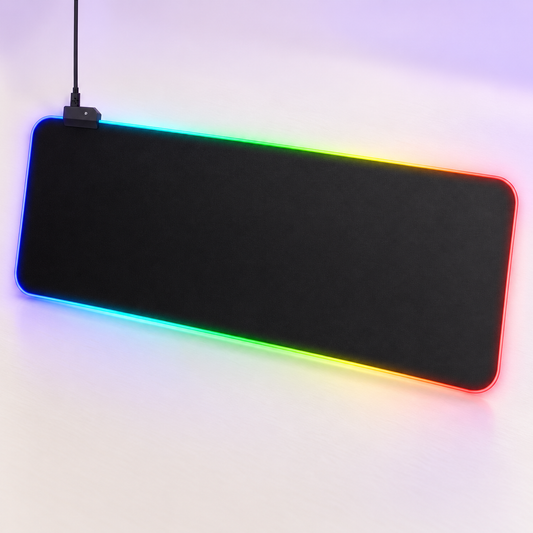 משטח עכבר גיימינג שחור עם תאורת RGB היקפית